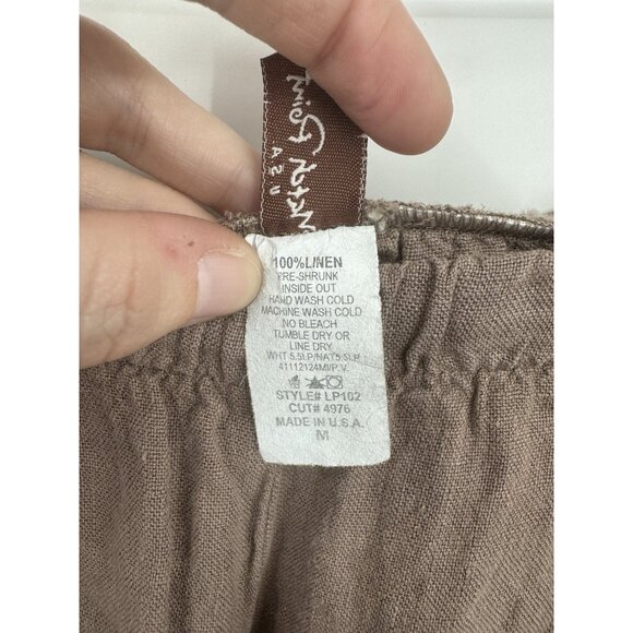 Match Point 100% Linen USA Made Wide Leg Pant Women M Brown Lagenlook Minimalist - Picture 4 of 7